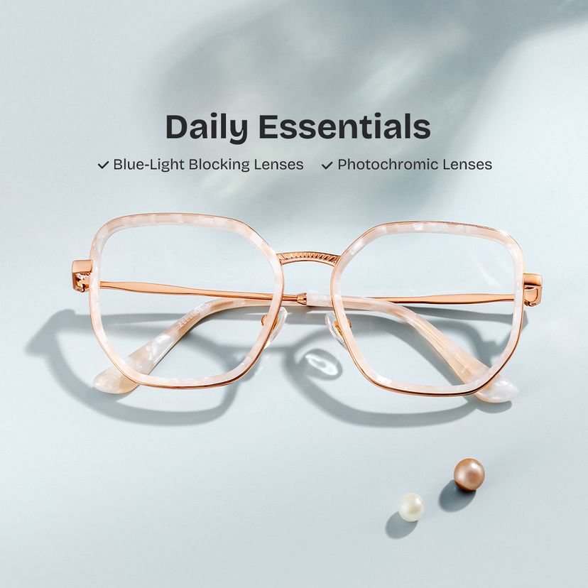 Levi Pearl White Geometric Glasses