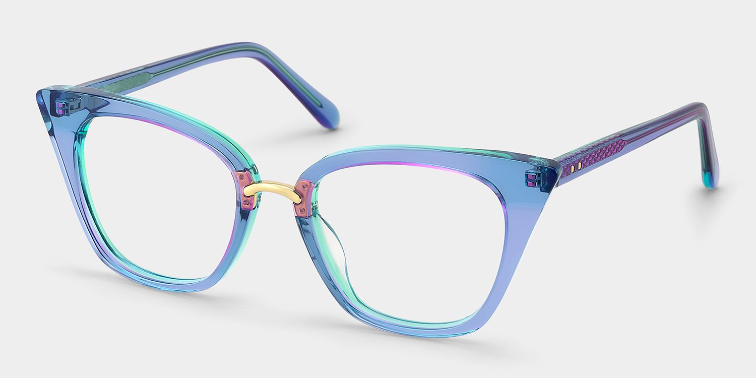 Martha Cat Eye Light-Blue Glasses | Zeelool Glasses2