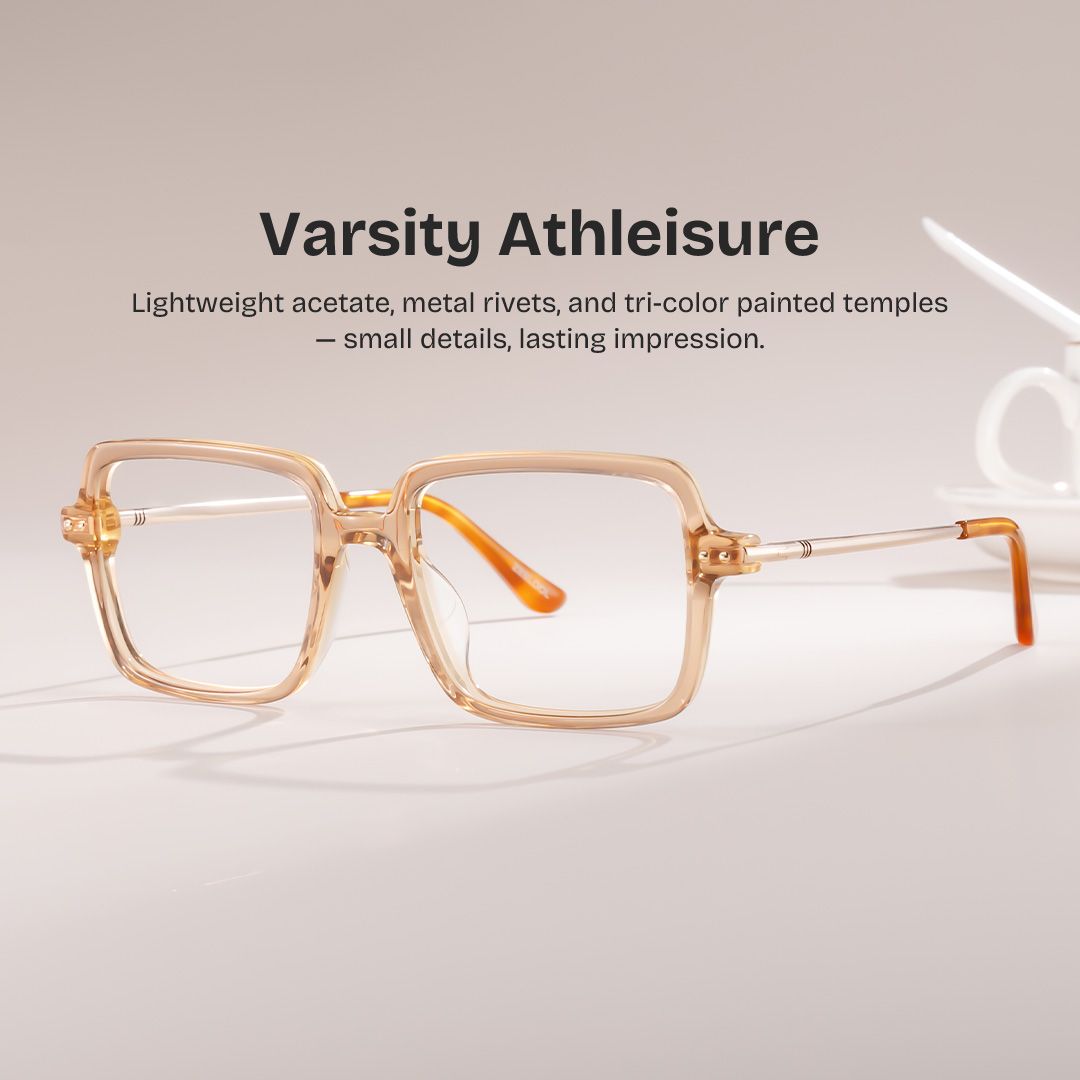 Asher Brown Rectangle Glasses | Retro Daily Athleisure0