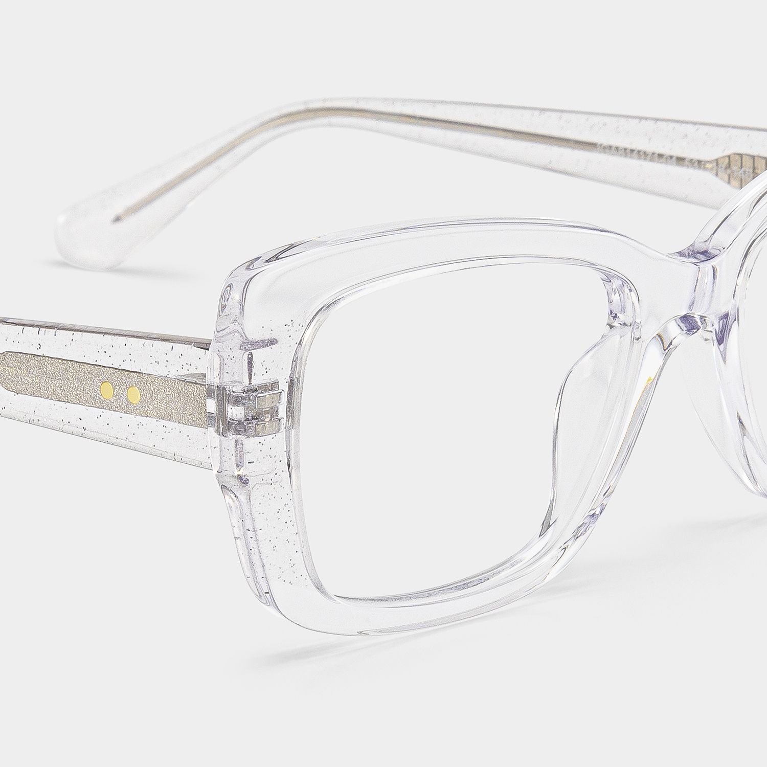 Leona Rectangle Clear Glitter Eyeglasses for Women | ZEELOOL5
