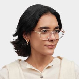 Oromiya Gold Clear Geometric Glasses1