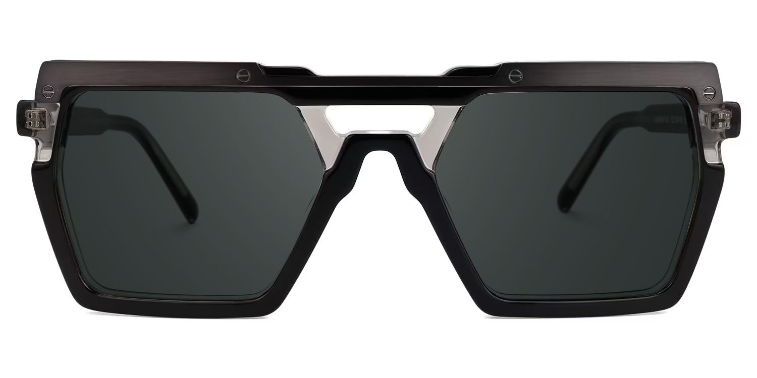 Ferguson Black Geometric Polarized Sunglasses for Driving | ZEELOOL0