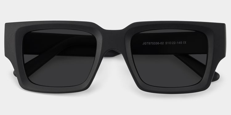 Garza Black Rectangle Sunglasses