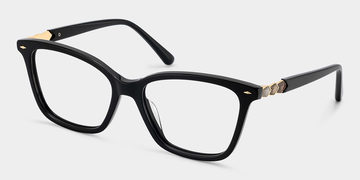 Theo Acetate Black Frame Glasses with Square Shape | Zeelool3