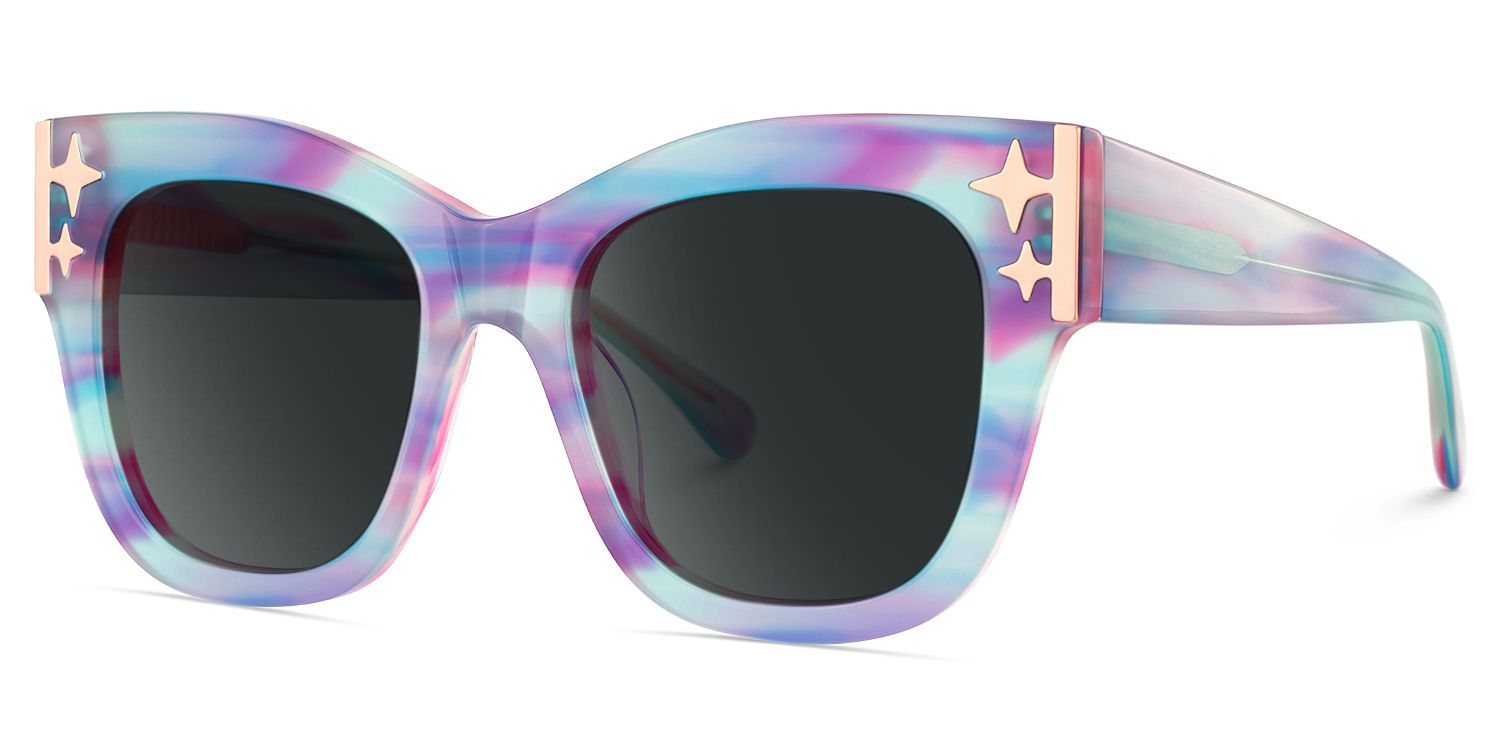 Minfia Square Blue Purple Sunglasses for Women & Men | ZEELOOL3
