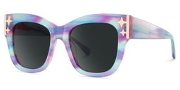 Minfia Blue Purple Square Sunglasses3