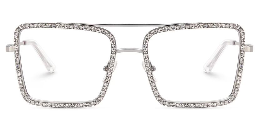Diva Silver Square Glasses