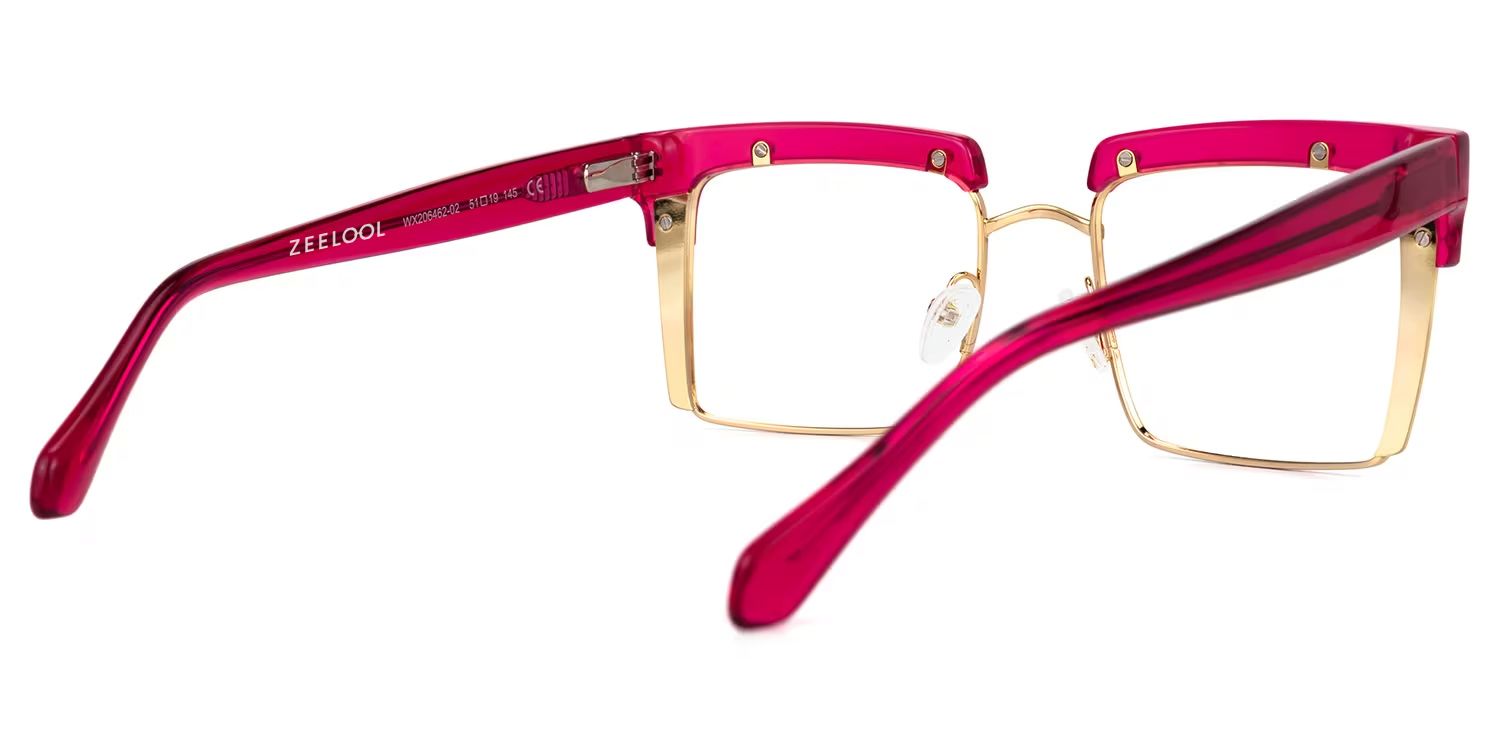 Kiana Square Rose-Pink Frame Glasses | Zeelool3