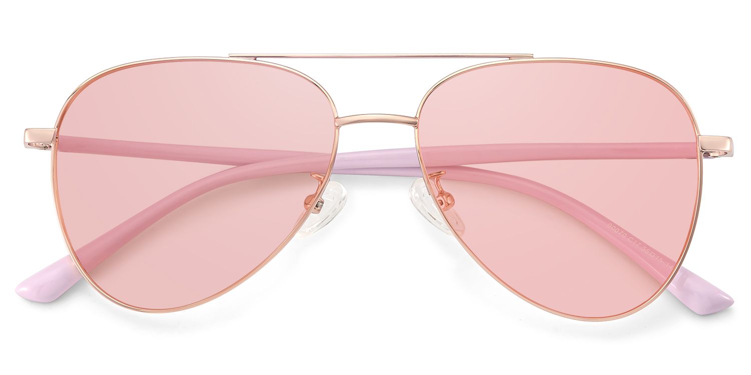 Paige Metal Rose-Gold Aviator Frame Sunglasses | ZEELOOL3