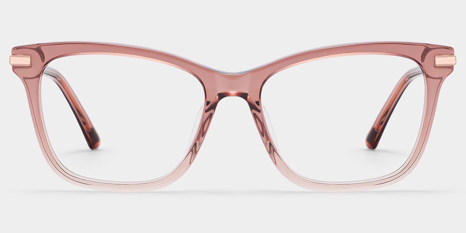 Eliot Clear Pink Rectangle Mixed Frame Glasses for Women | ZEELOOL1