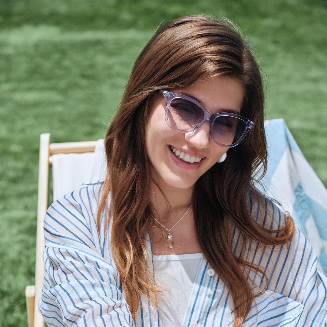 Isabella Square Clear Blue Frame Sunglasses Online Sale | ZEELOOL5