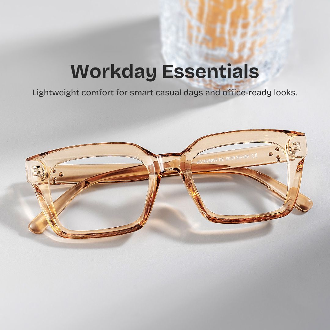 Grover Rectangle Eyeglasses with Beige Frames | ZEELOOL0