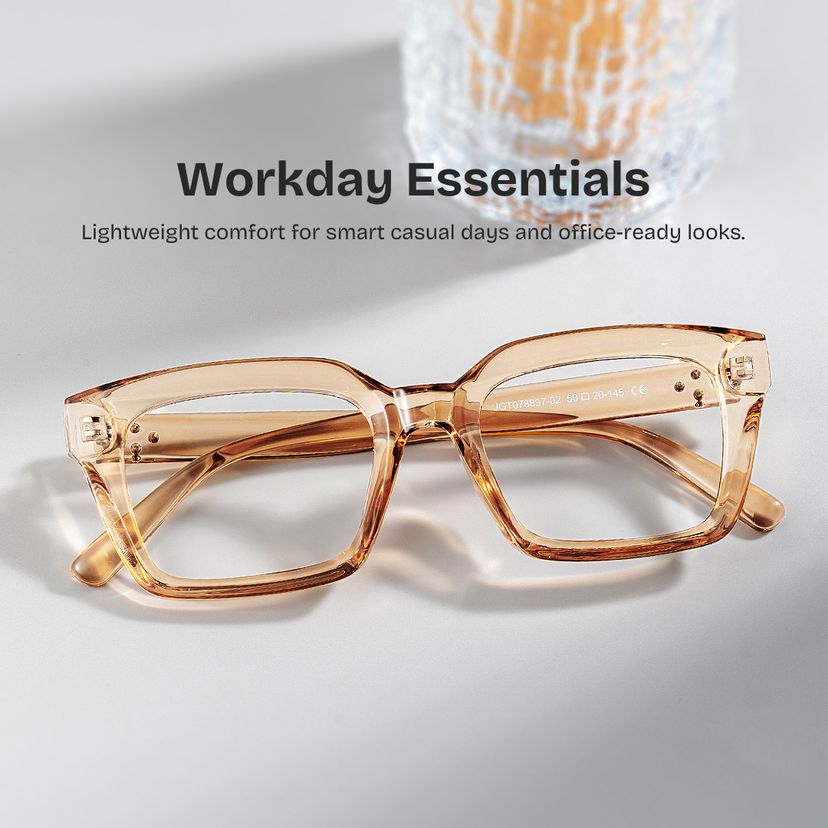 Grover Beige Rectangle Glasses