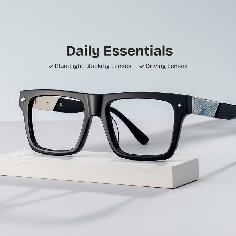 Trent Black Rectangle Glasses