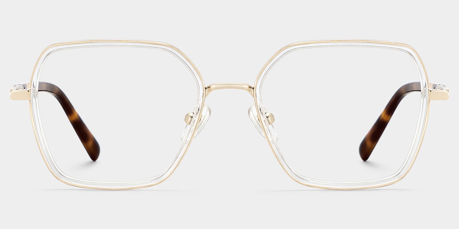 Sophie Clear Geometric Mixed Frame Glasses for Women | ZEELOOL1