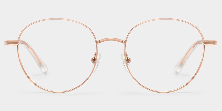 Celena Rose-Gold Round Glasses