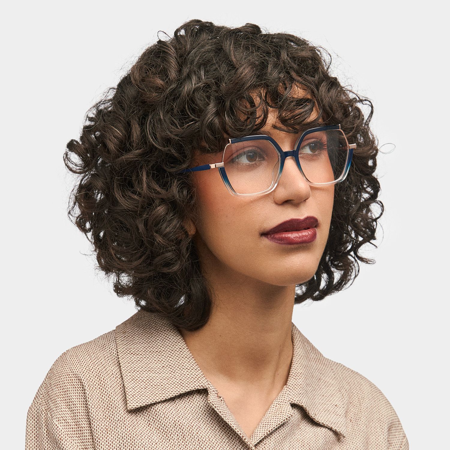 Alexia Mixed-Materials Square Blue Frame Glasses | Zeelool0