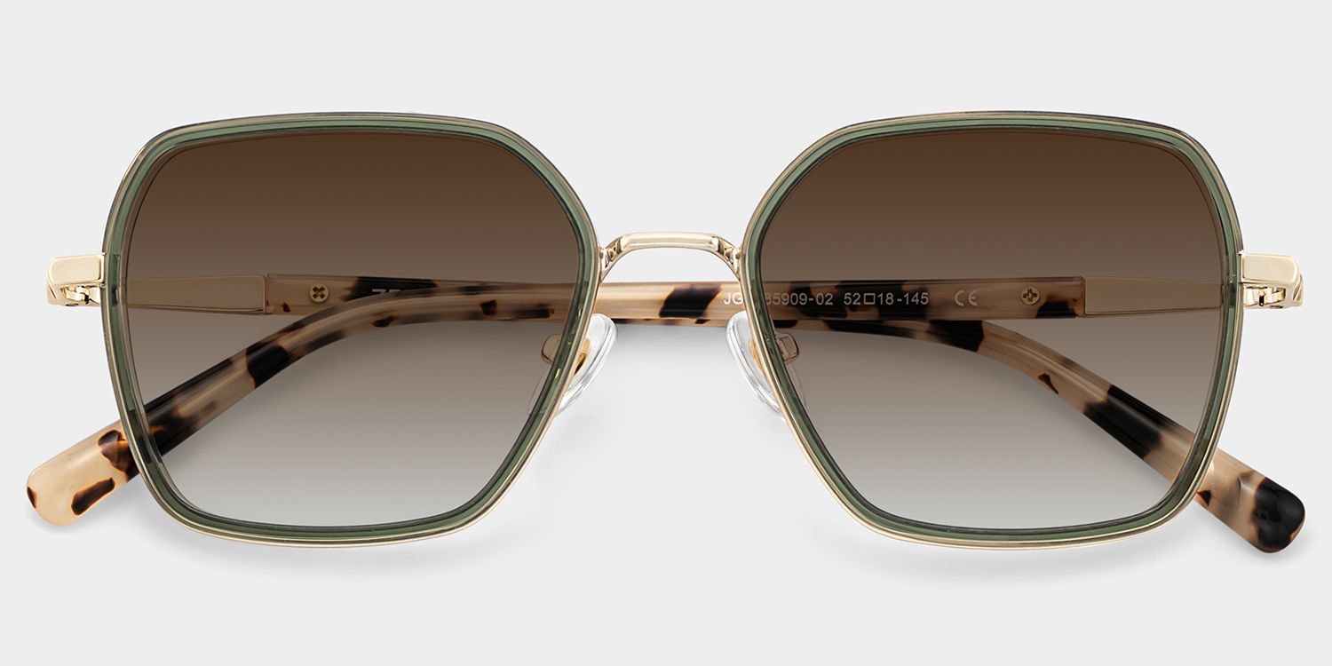 Sophie Geometric Green Frame Sunglasses Online Sale | ZEELOOL1