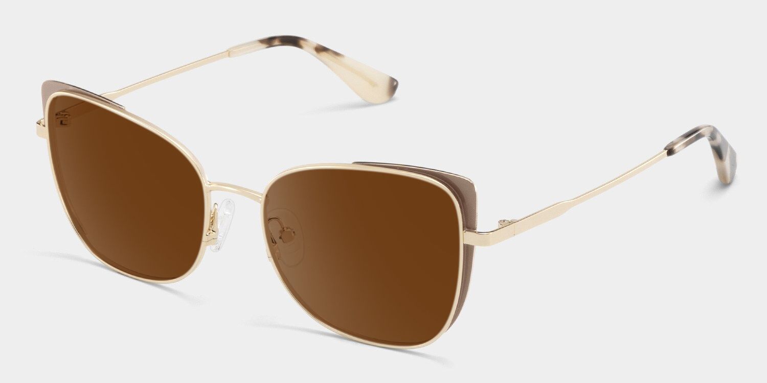 Tessa Khaki Gold Cat Eye Sunglasses to Frame Your Face | ZEELOOL2