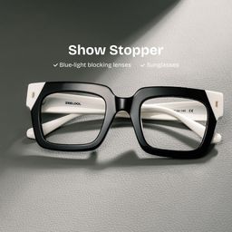 Sarah Black Rectangle Glasses0