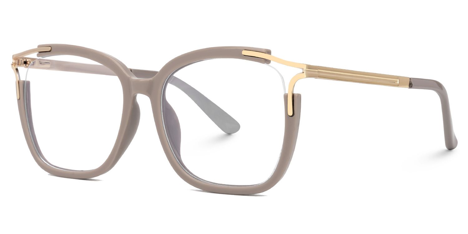 Sidibe Khaki Square Khaki TR90 Frame Glasses | ZEELOOL2
