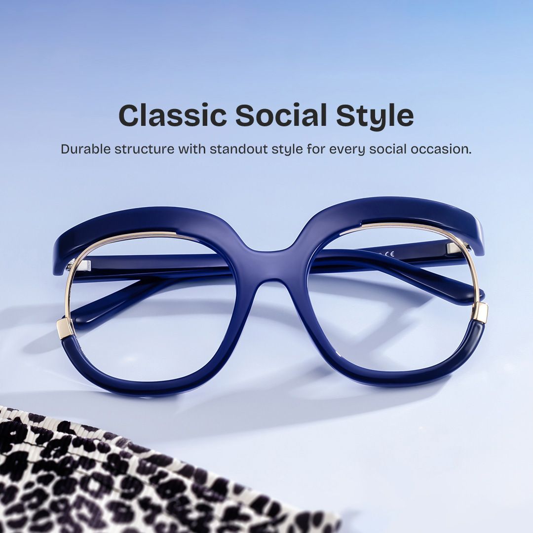 Darice Dark-Blue Round Eyeglass Frames | ZEELOOL0
