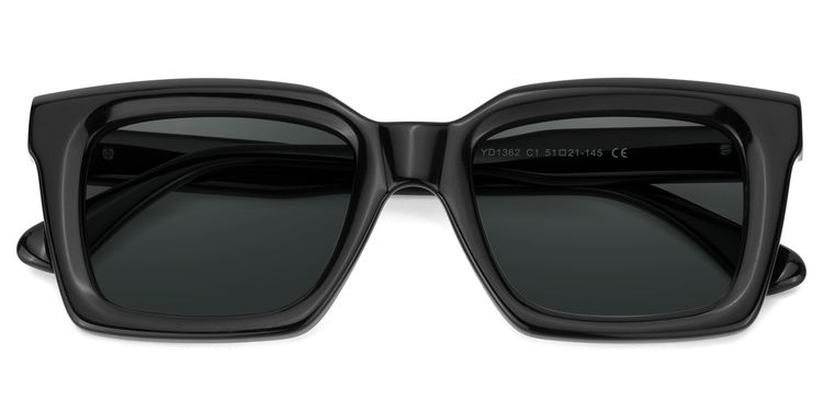 Solana Black Rectangle Sunglasses