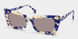 Newell Blue-Floral Rectangle Sunglasses2