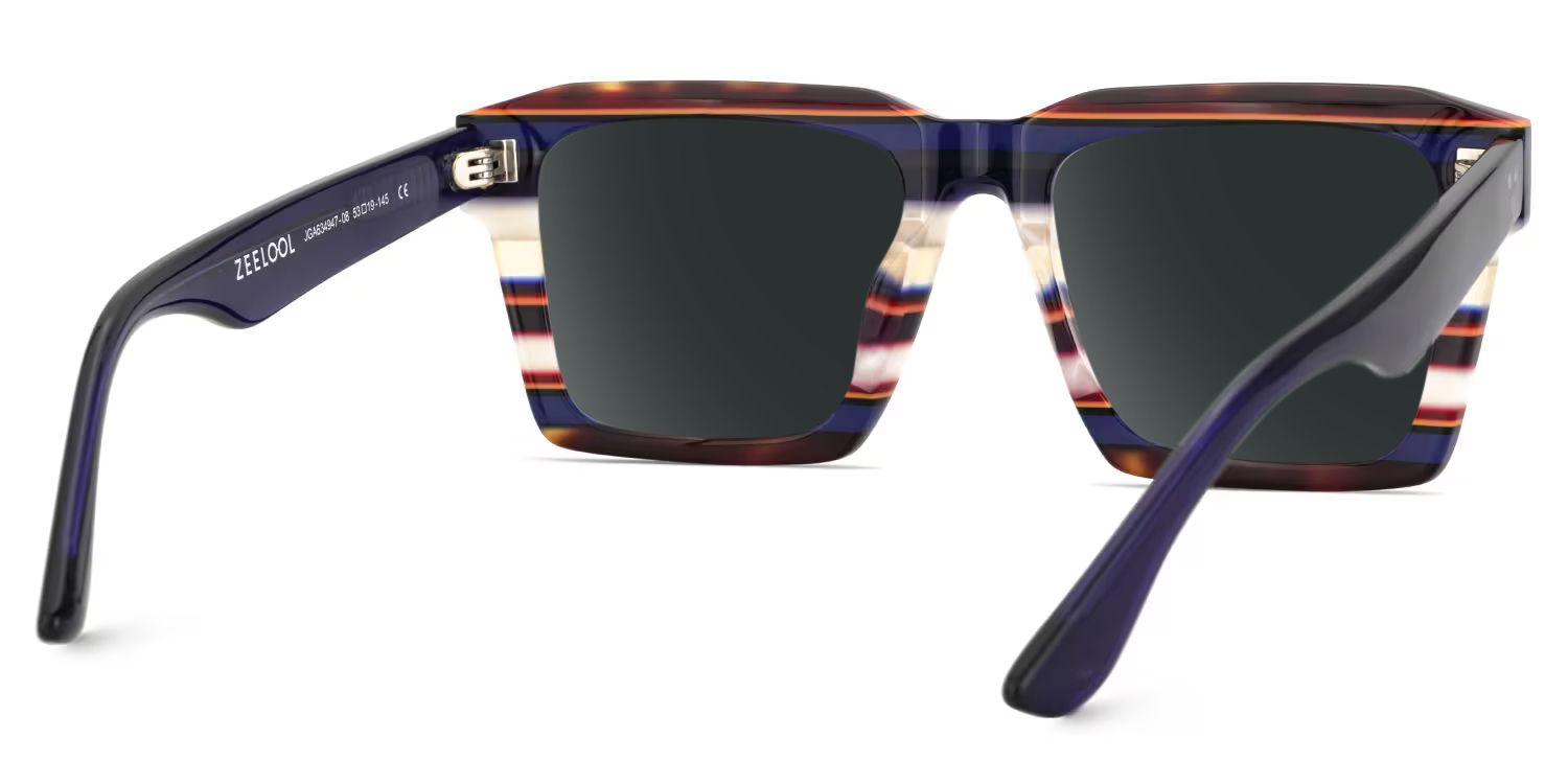 Kenish Square Blue White Sunglasses for Women & Men | ZEELOOL4