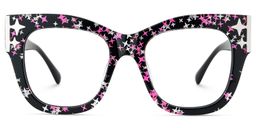 Minfia Black Pink Square Glasses1