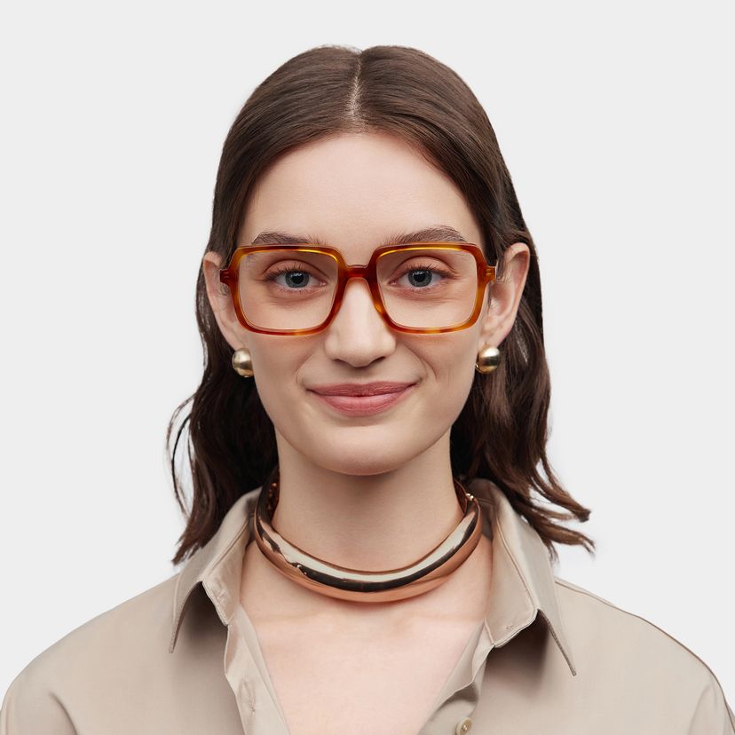 Beatrice Yellow Rectangle Glasses