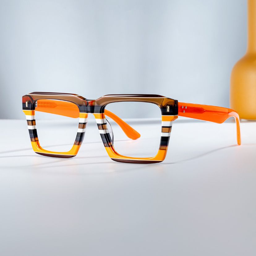 Kenish Orange Brown Square Glasses