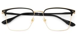 Dawson Black Gold Rectangle Glasses2
