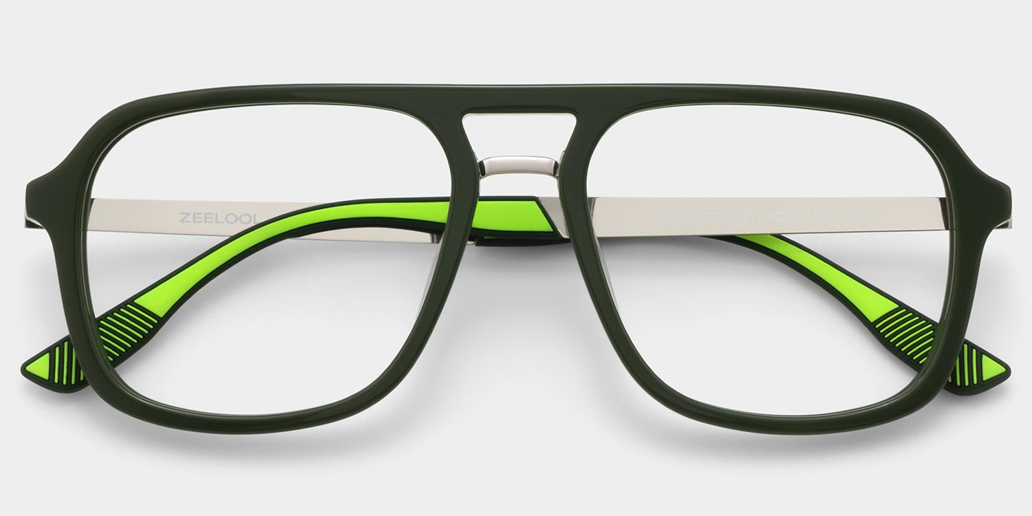 Ryder Green Aviator Mixed Frame Glasses for unisex | ZEELOOL2