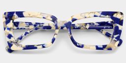 Newell Blue-Floral Rectangle Glasses1