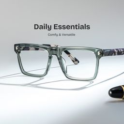 Henry Gray Green Rectangle Glasses0