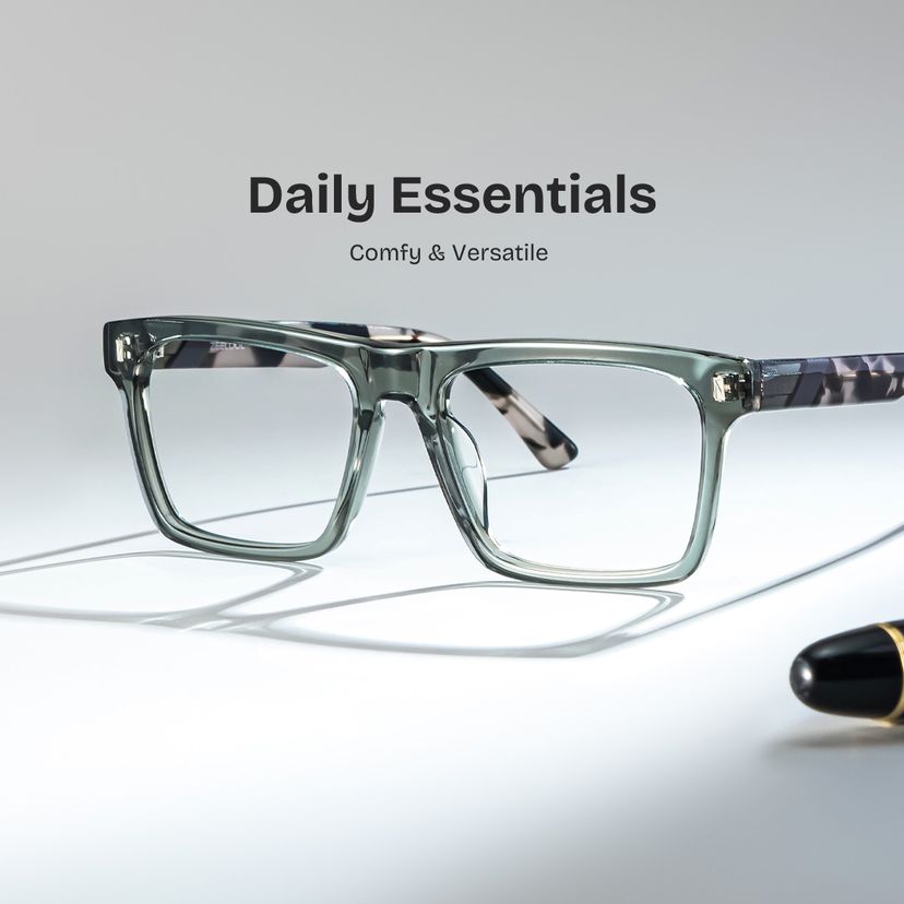 Henry Gray Green Rectangle Glasses