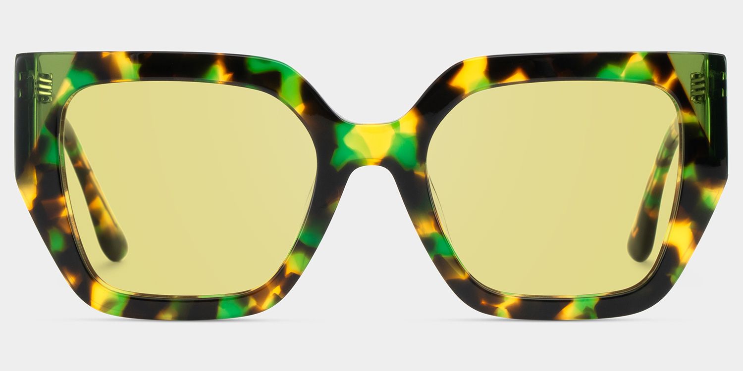 Viva Acetate Green Tortoise Square Frame Sunglasses | ZEELOOL0