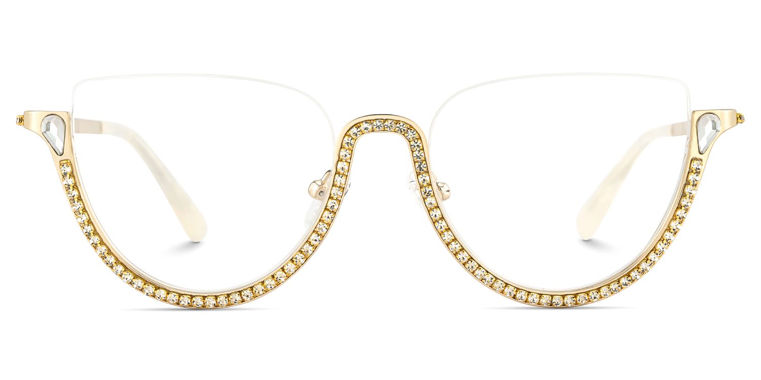 Sparkle Gold Cat Eye Gillter Glasses for Women | ZEELOOL2