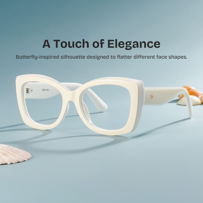 Rosie Cream White Butterfly Glasses
