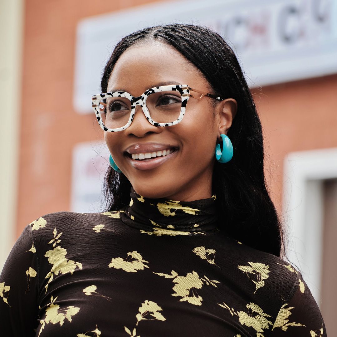 Square Cat-Eye Glasses With Cow Pattern5