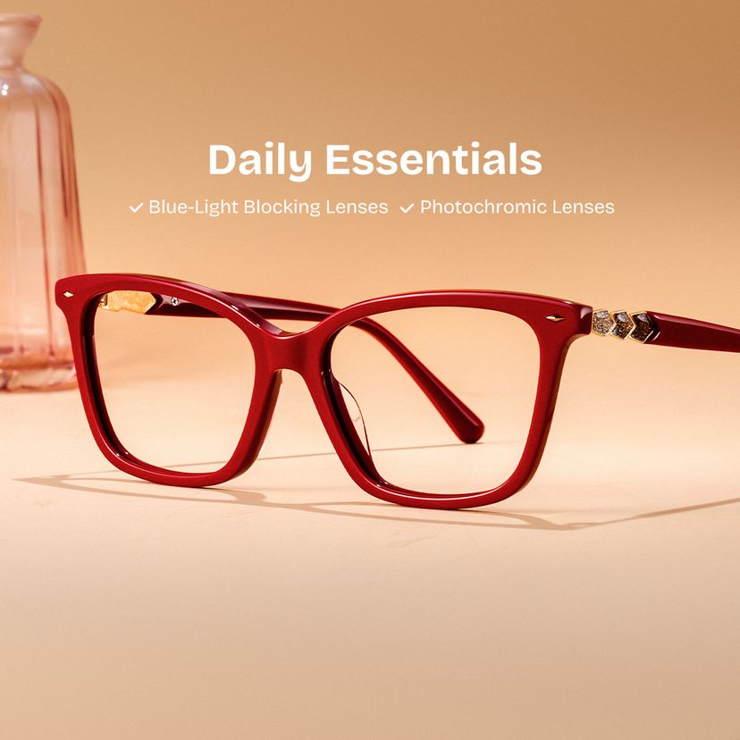 Theo Red Rectangle Glasses