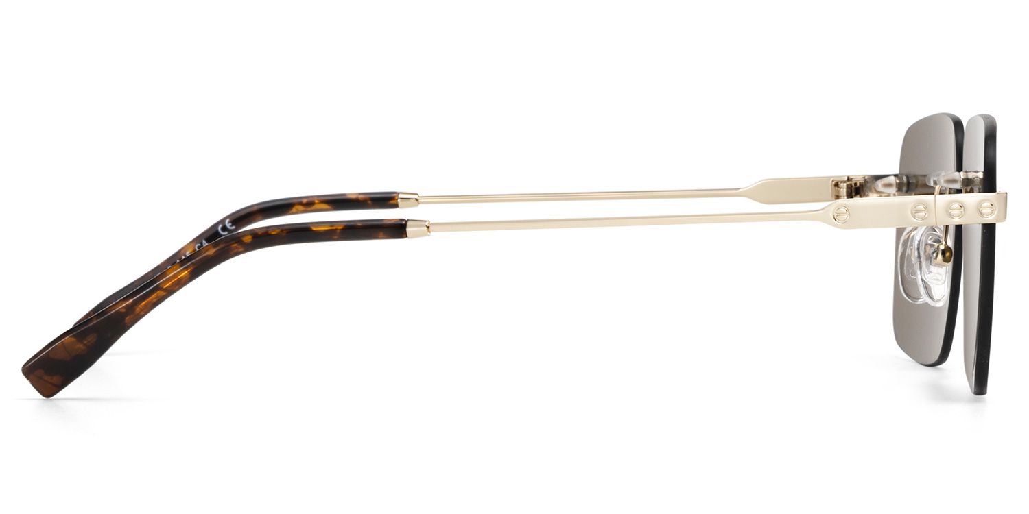 Rey Rectangle Gold Sunglasses for Women & Men | ZEELOOL3