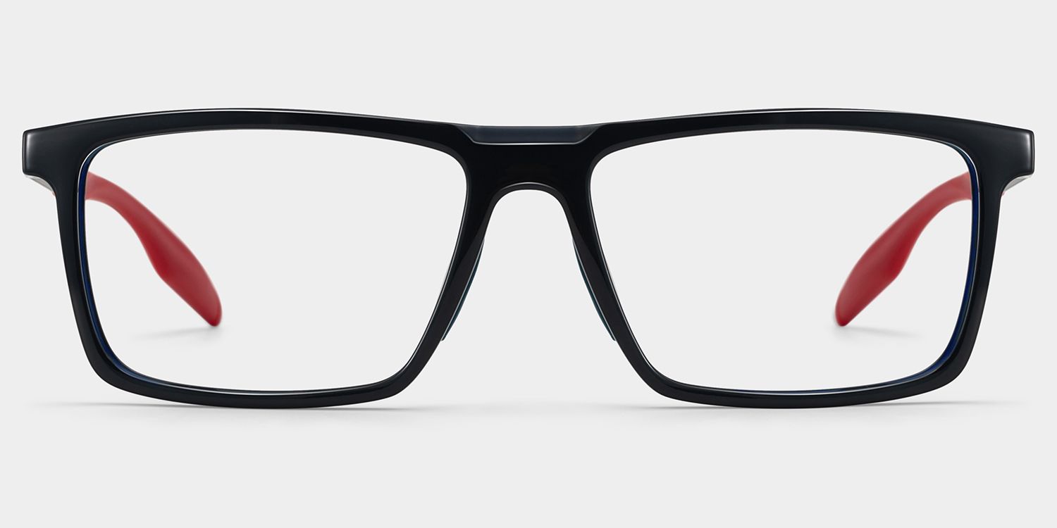 Active Rectangle Black and Red Frame Glasses for Sporty | ZEELOOL1
