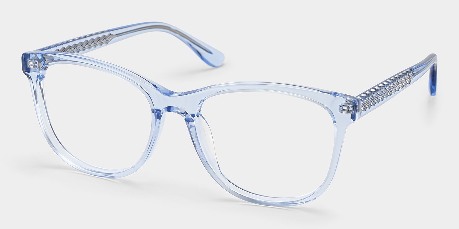 Julia Clear Blue Rectangle Glasses Frames for Sale | ZEE...3