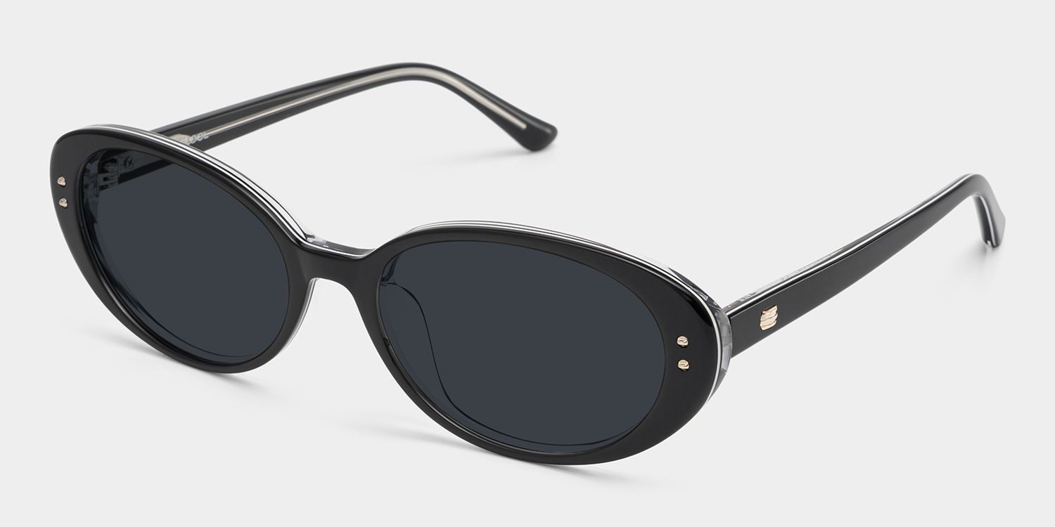 Lennon Oval Black Sunglasses for Women & Men | ZEELOOL3