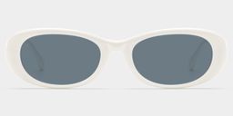 Catherine White Oval Sunglasses0