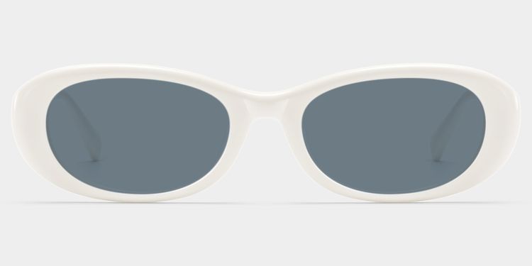 Catherine White Oval Sunglasses