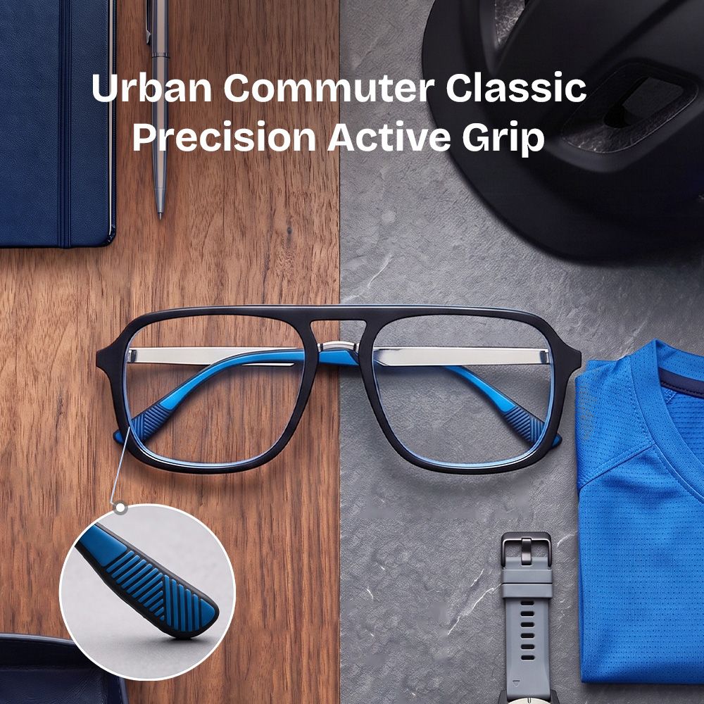 Ryder Blue Aviator Mixed Frame Glasses for unisex | ZEELOOL0
