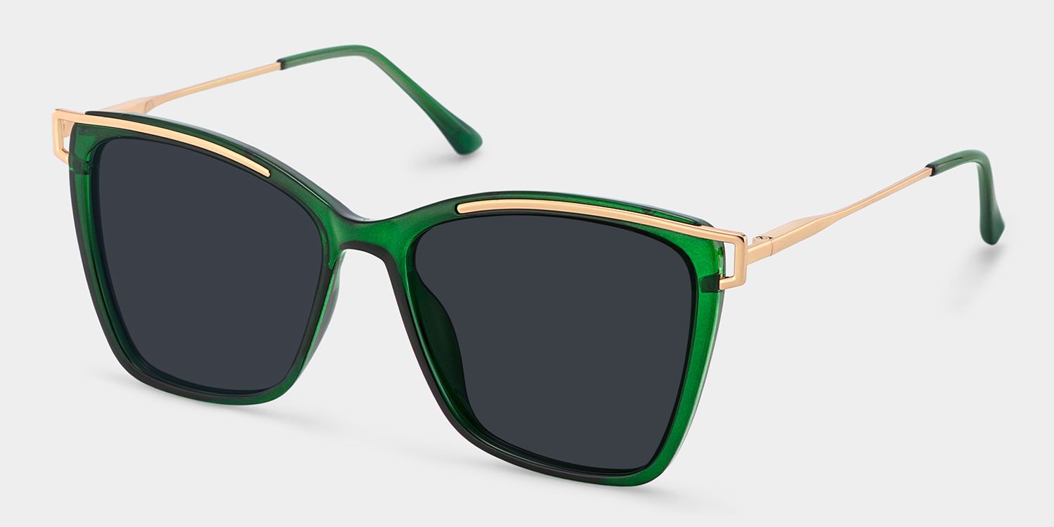 Krystle Mixed Green Square Frame Sunglasses | ZEELOOL2